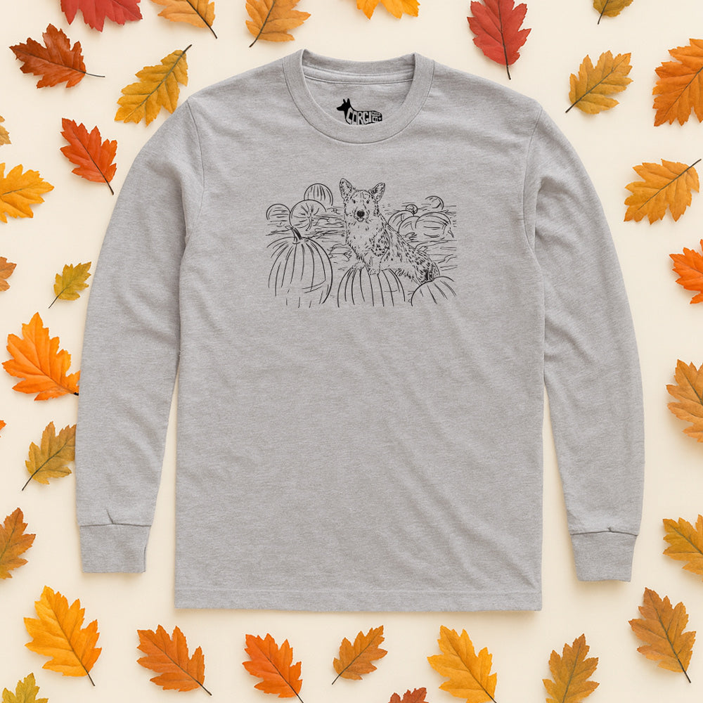 Corgi Goods Pumpkin Fields Long Sleeve Tee Shirt