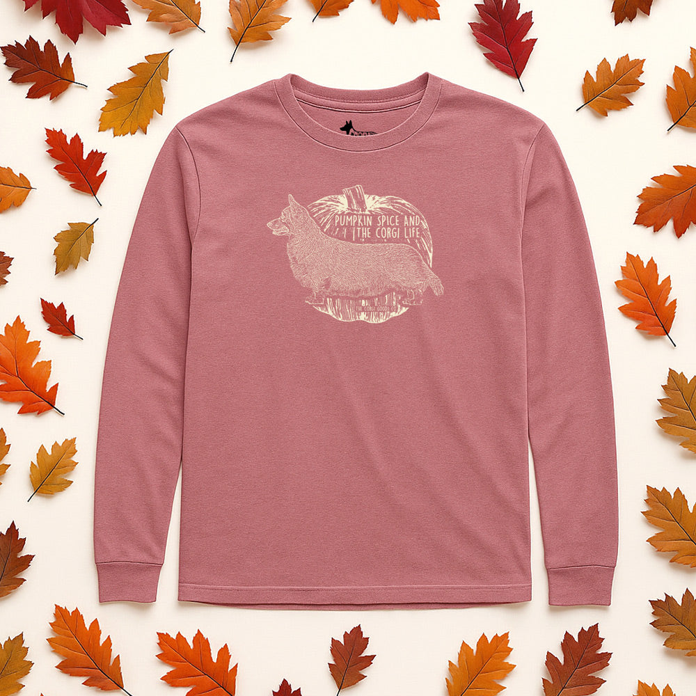 Pumpkin Spice Life Long Sleeve Tee Shirt (Cardigan w/ tail)