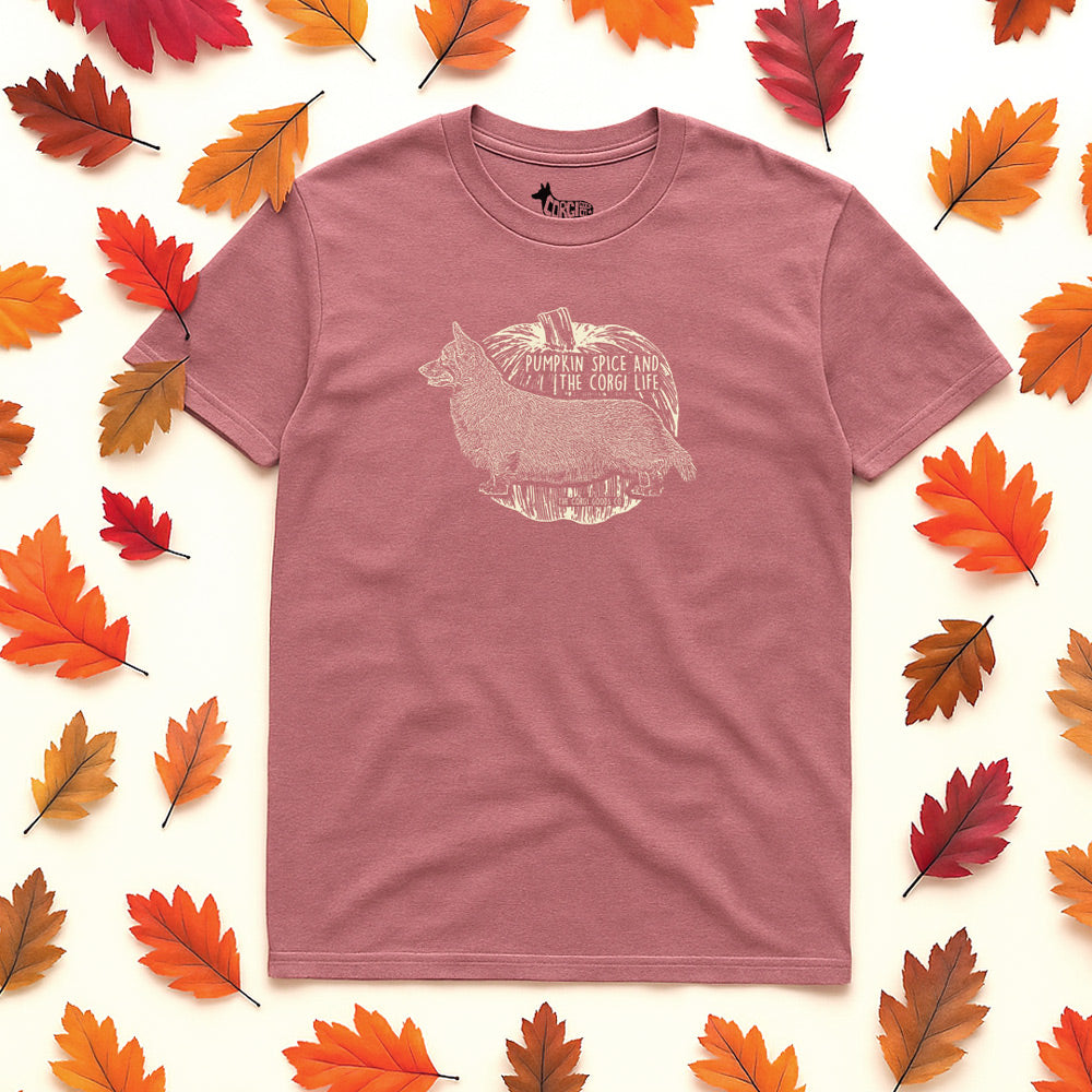 Pumpkin Spice Life Short Sleeve Tee Shirt (Cardigan w/ tail)