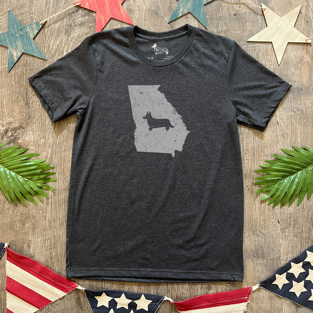 Corgi State Pride Tee Shirt - Cardigan (w/ Tail) (Multiple States A-M)