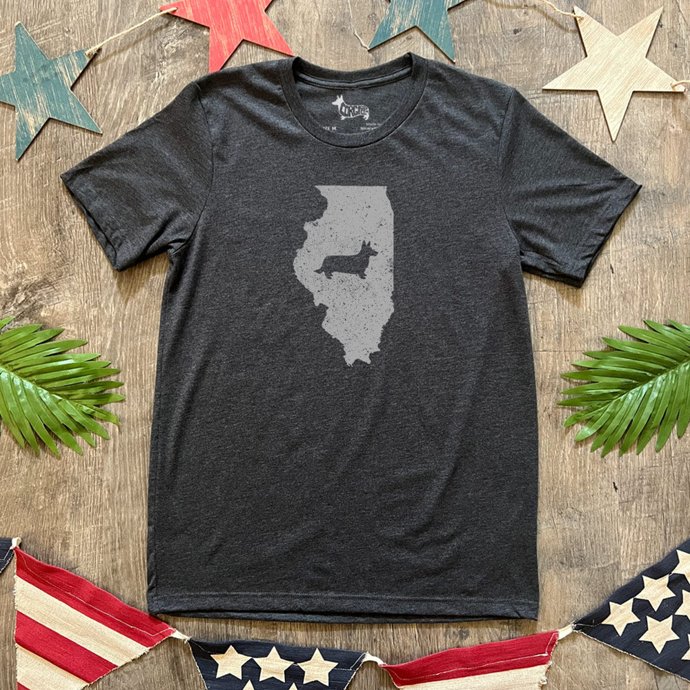 Corgi State Pride Tee Shirt - Cardigan (w/ Tail) (Multiple States A-M)