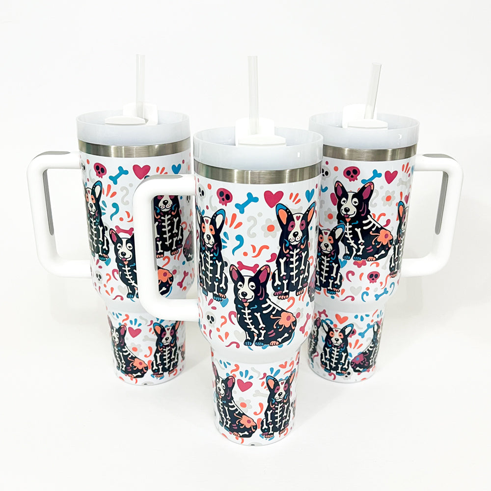Corgi Sugar Skull 40oz Tumbler (Limited Run)
