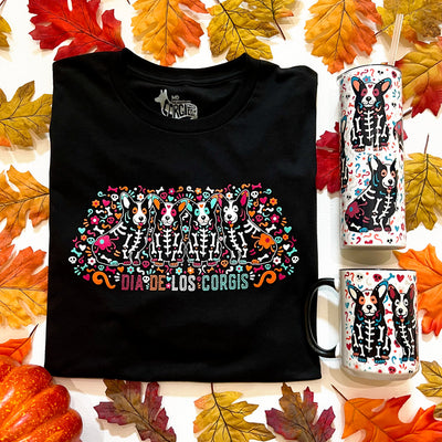 Corgi Sugar Skull Crew Long Sleeve Tee