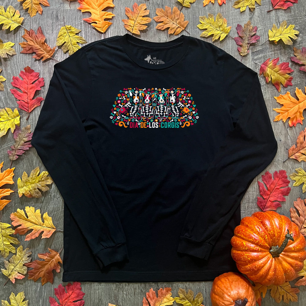 Corgi Sugar Skull Crew Long Sleeve Tee