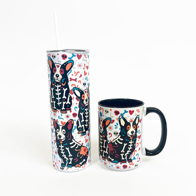 Corgi Sugar Skull Crew 20oz Skinny Tumbler