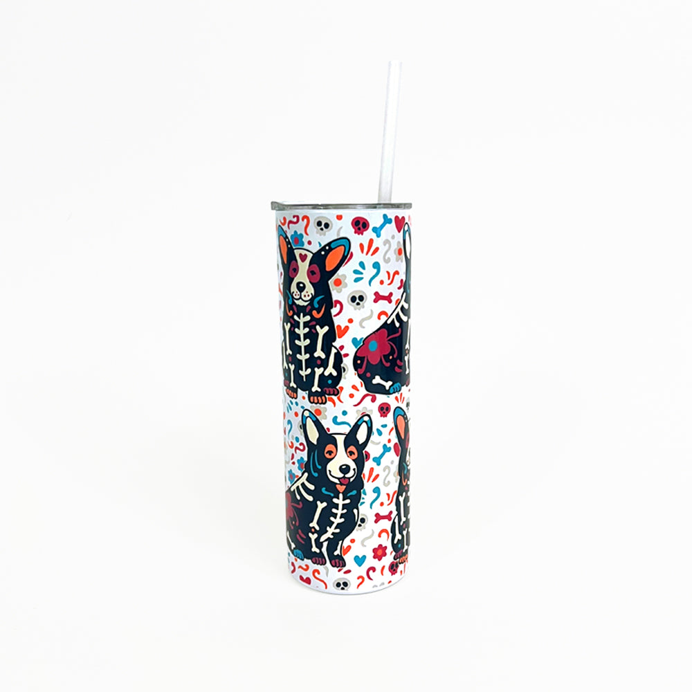 Corgi Sugar Skull Crew 20oz Skinny Tumbler