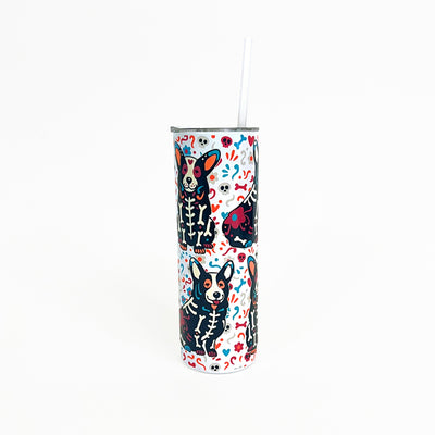 Corgi Sugar Skull Crew 20oz Skinny Tumbler