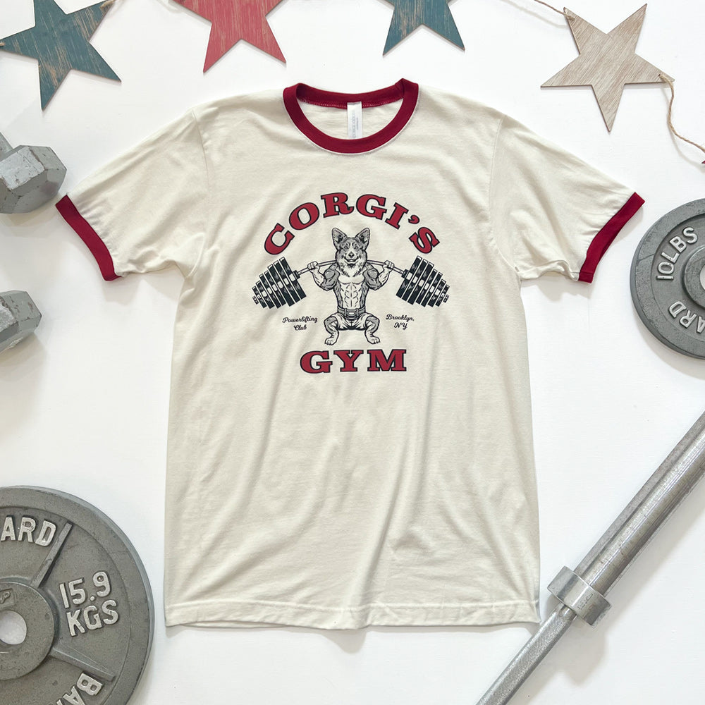 Corgi's Gym Retro Ringer Tee Shirt