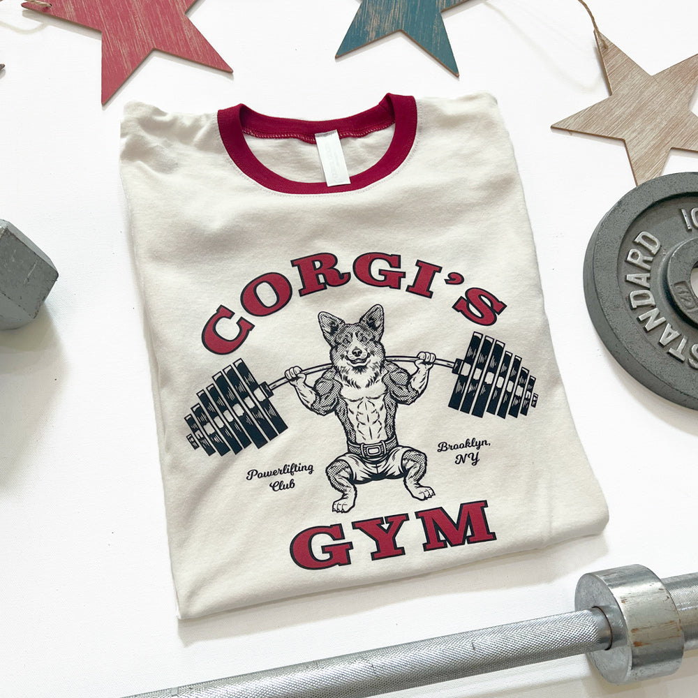 Corgi's Gym Retro Ringer Tee Shirt