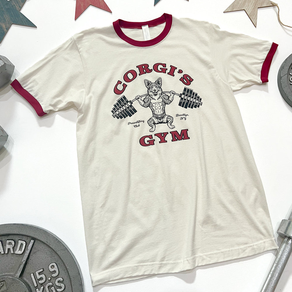 Corgi's Gym Retro Ringer Tee Shirt