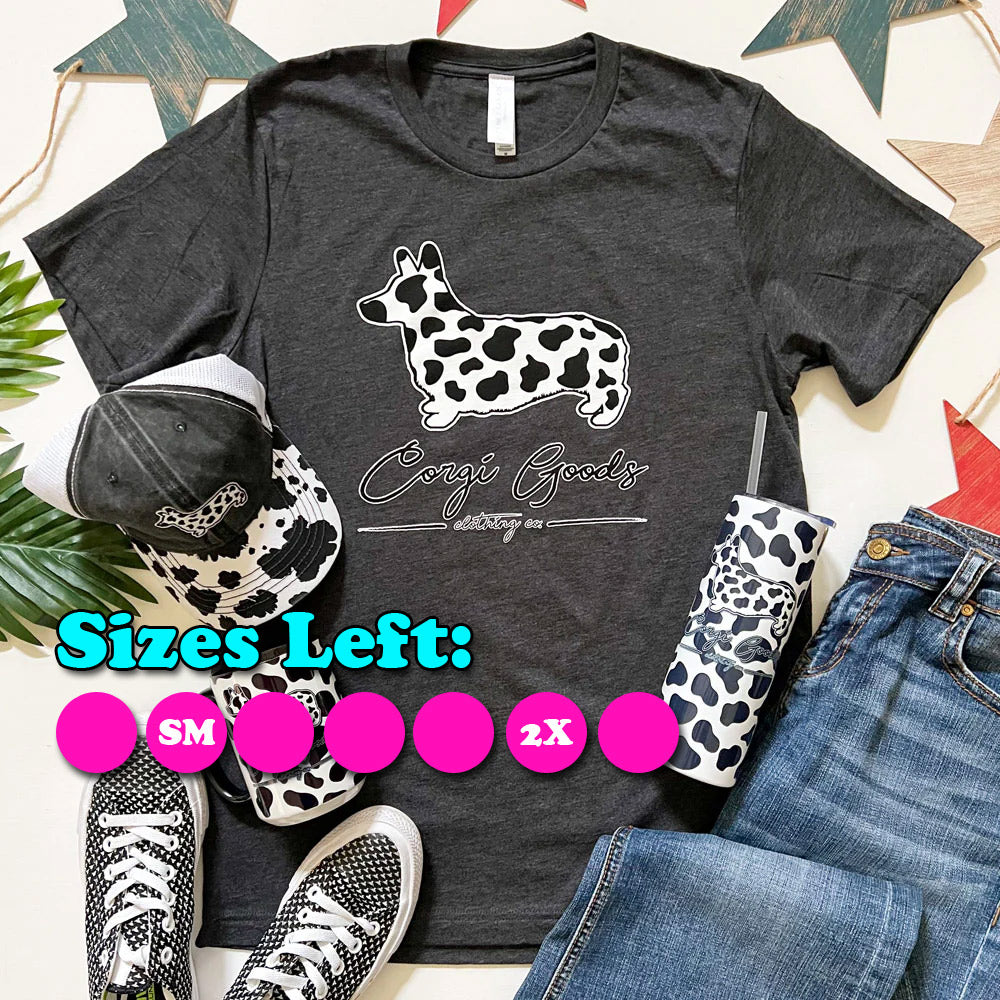 CG Corgi Moo Cow Print Short Sleeve Tee Shirt