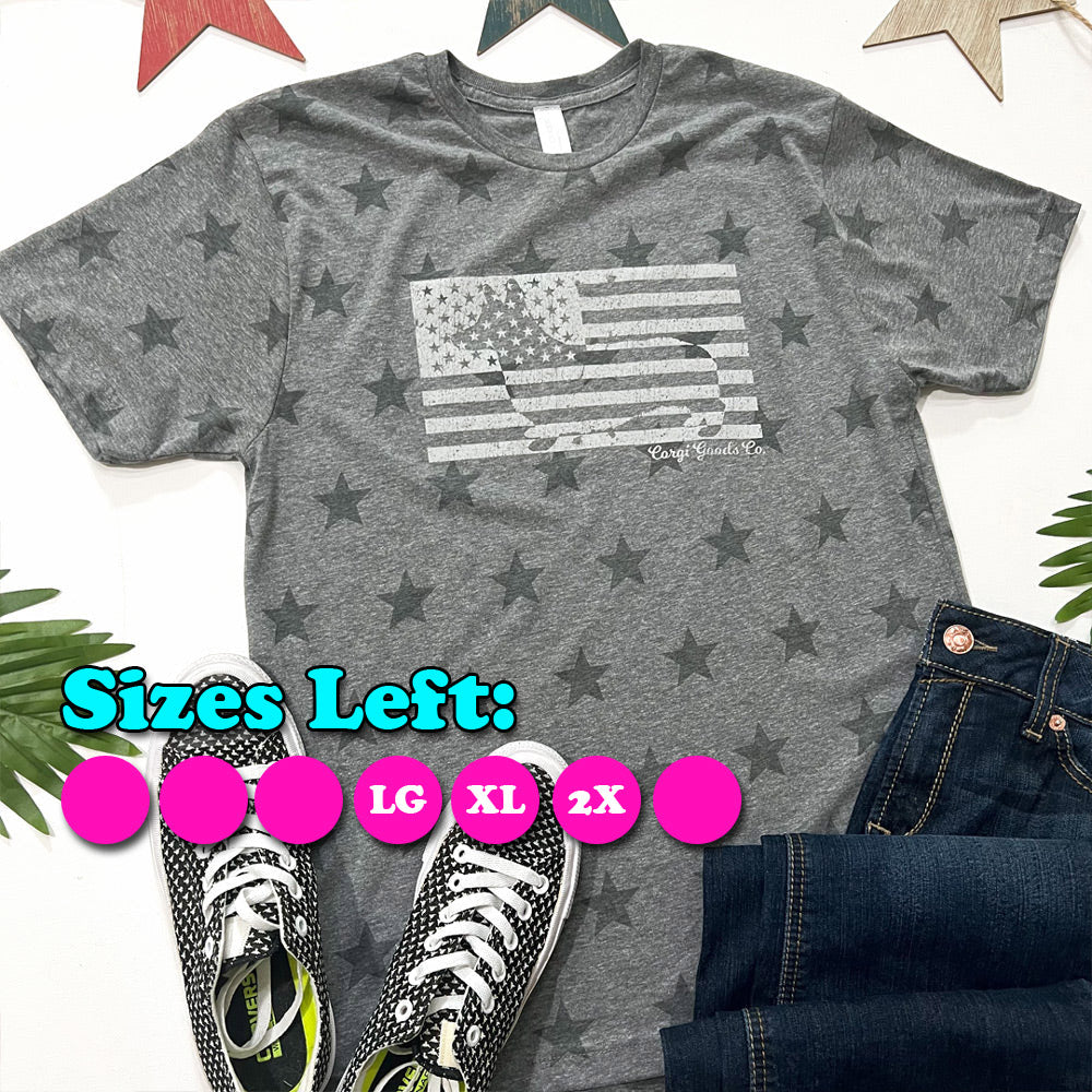 Corgi Flag Short Sleeve Stars Tee Shirt (4th of July Exclusive)