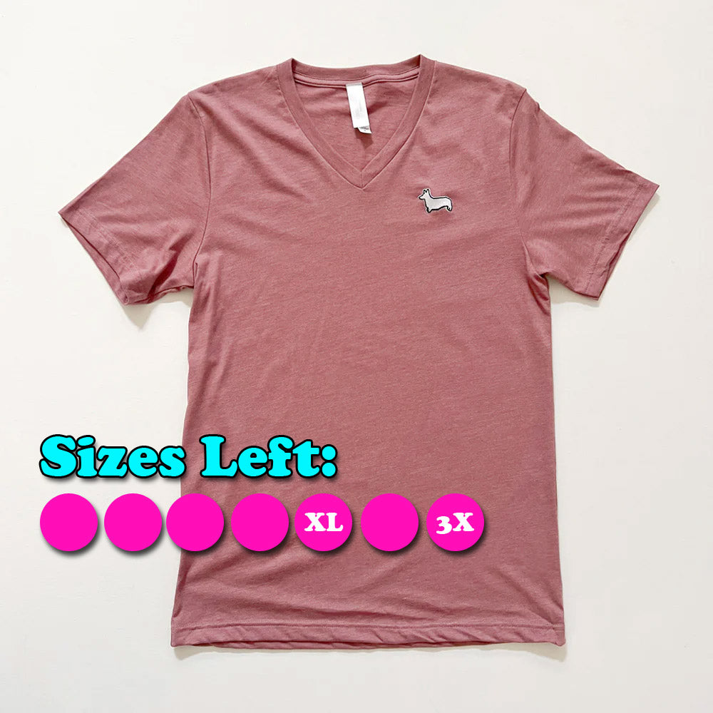Signature White Logo V-Neck Tee Shirt (Mauve)