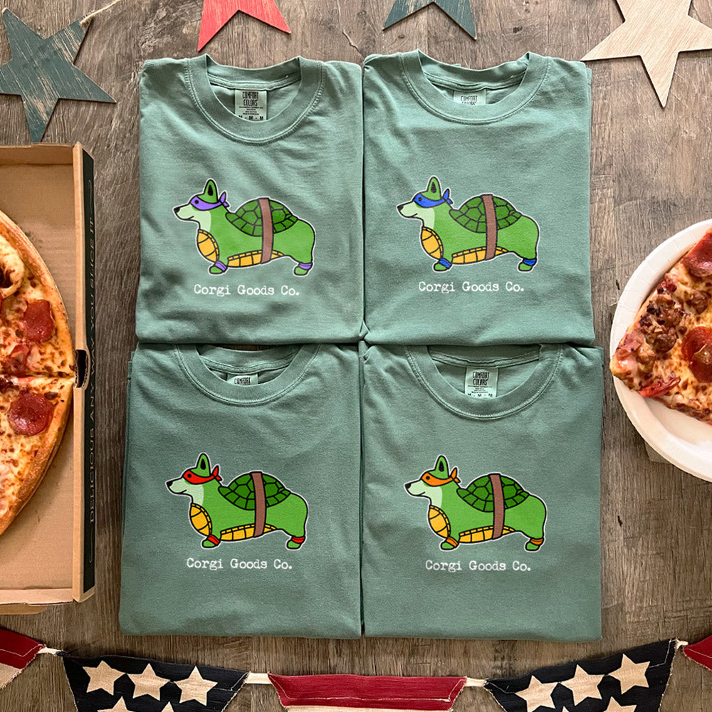 Signature Series Corgi Pizza Reptile Tee Shirt (Multiple Character Colors)