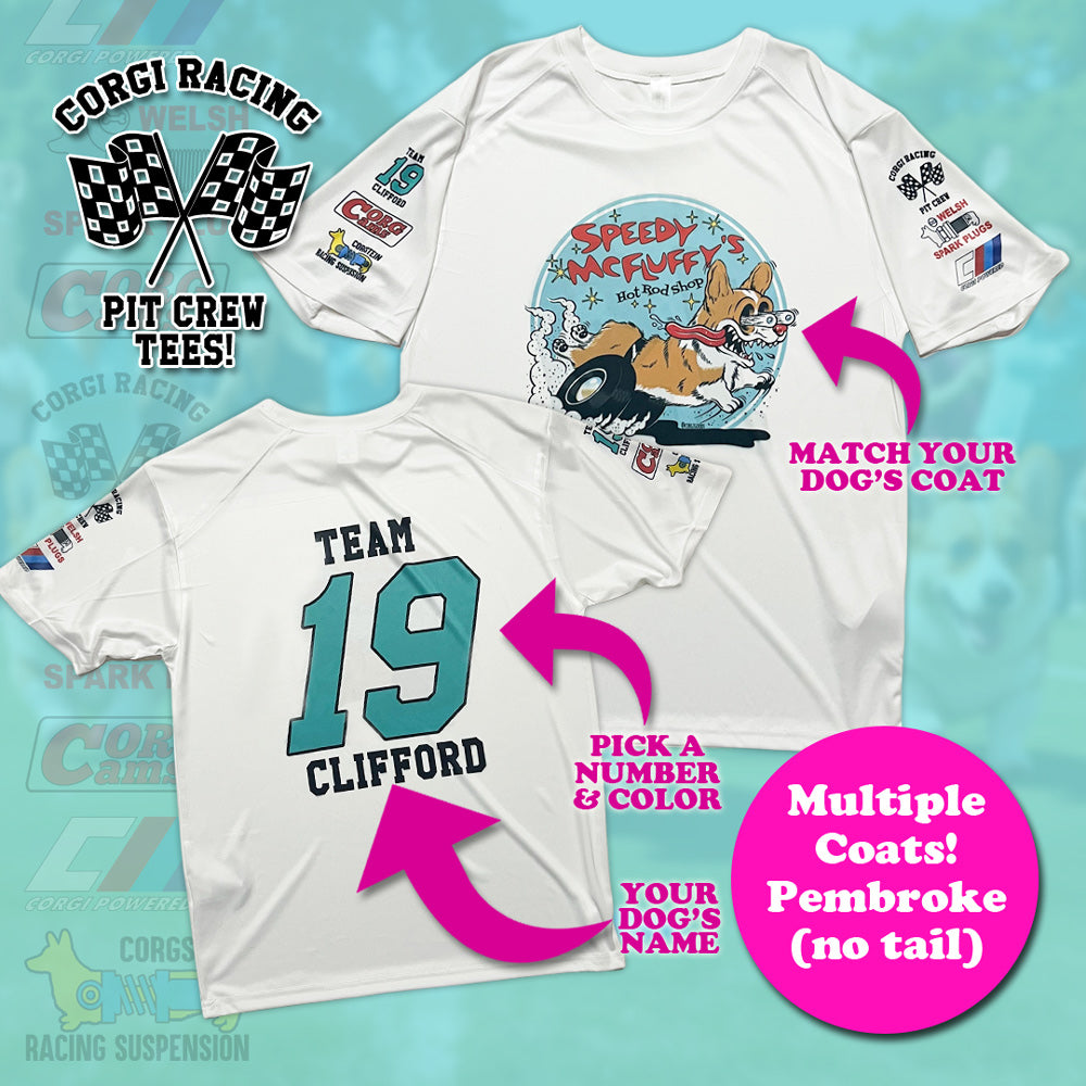 Speedy McFluffy's Racing Team Customizable Activewear Tee Shirt (Pembroke - Multiple Coats)