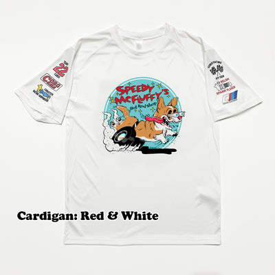 Speedy McFluffy's Racing Team Customizable Activewear Tee Shirt (Cardigan w/ tail - Multiple Coats)