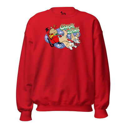 Corgi Claws Sleigh Ride Sweatshirt (Cardigan w/ Tail - Multiple Coats)