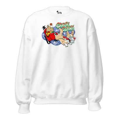 Corgi Claws Sleigh Ride Sweatshirt (Cardigan w/ Tail - Multiple Coats)