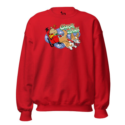 Corgi Claws Sleigh Ride Sweatshirt (Cardigan w/ Tail - Multiple Coats)