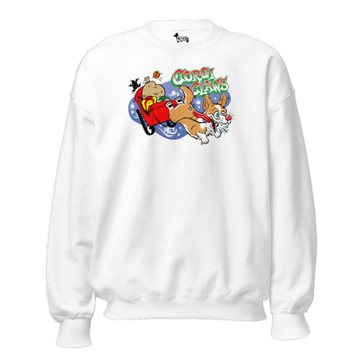 Corgi Claws Sleigh Ride Sweatshirt (Cardigan w/ Tail - Multiple Coats)