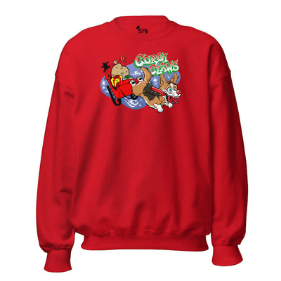 Corgi Claws Sleigh Ride Sweatshirt (Cardigan w/ Tail - Multiple Coats)