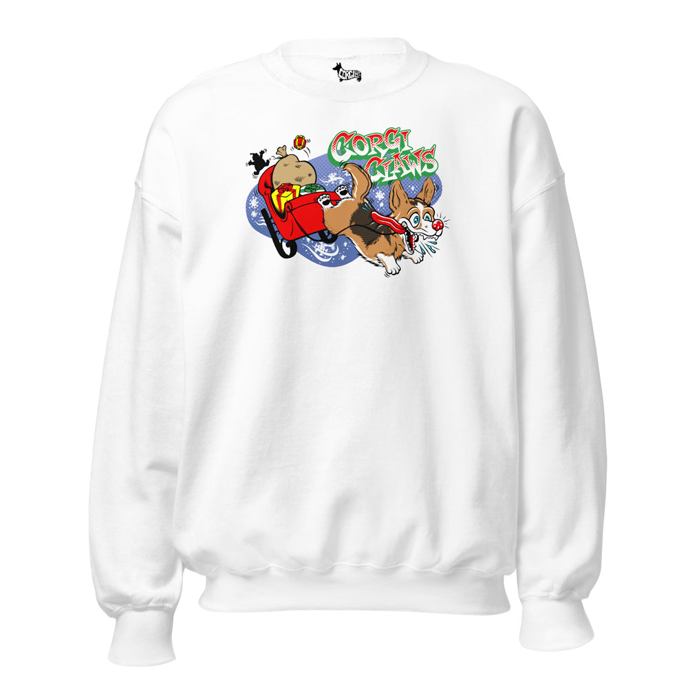 Corgi Claws Sleigh Ride Sweatshirt (Cardigan w/ Tail - Multiple Coats)