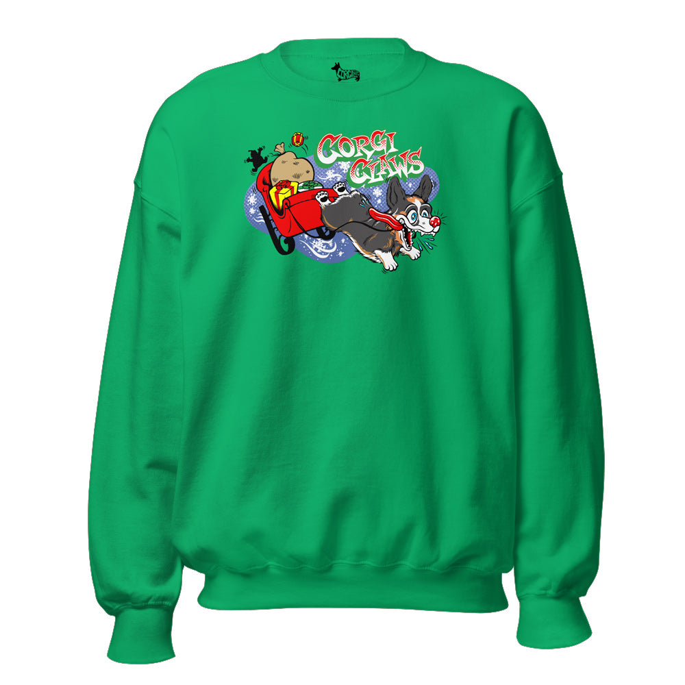 Corgi Claws Sleigh Ride Sweatshirt (Pembroke - Multiple Coats)