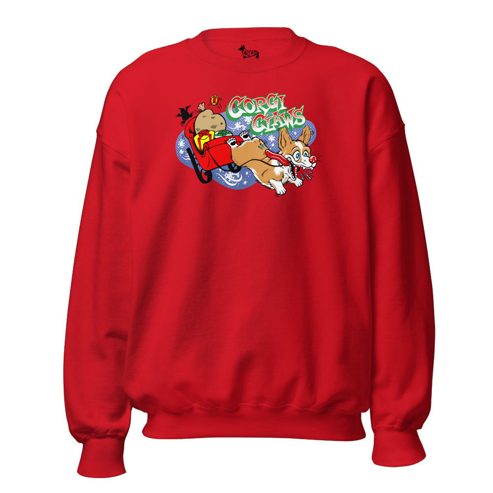 Corgi Claws Sleigh Ride Sweatshirt (Pembroke - Multiple Coats)
