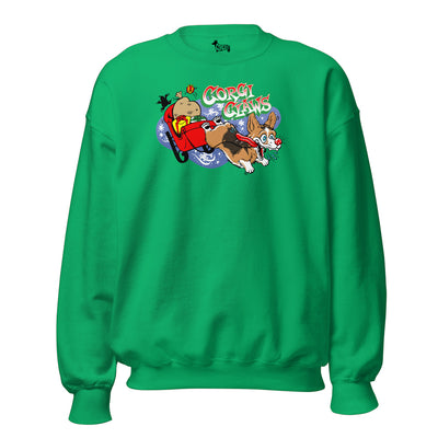 Corgi Claws Sleigh Ride Sweatshirt (Pembroke - Multiple Coats)