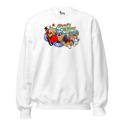 Corgi Claws Sleigh Ride Sweatshirt (Pembroke - Multiple Coats)