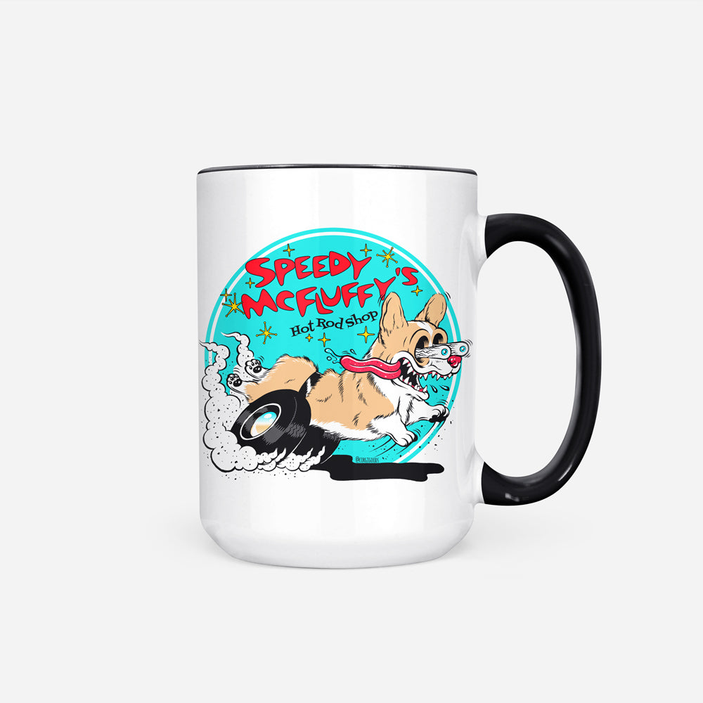 Speedy McFluffy's Hot Rod Shop Jumbo Mug (Pembroke/Cardigan - Multiple Coats)