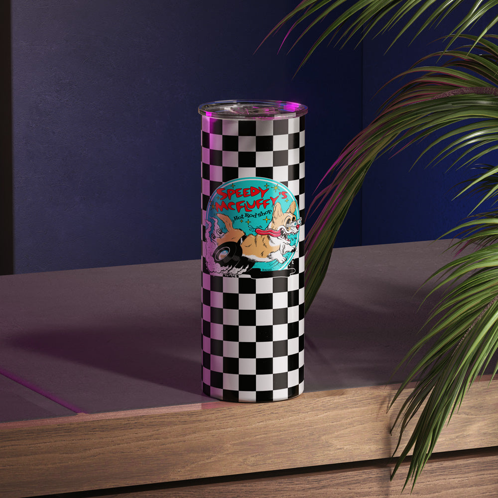 Speedy McFluffy's Hot Rod Shop 20oz Skinny Tumbler (Pembroke/Cardigan - Multiple Coats)