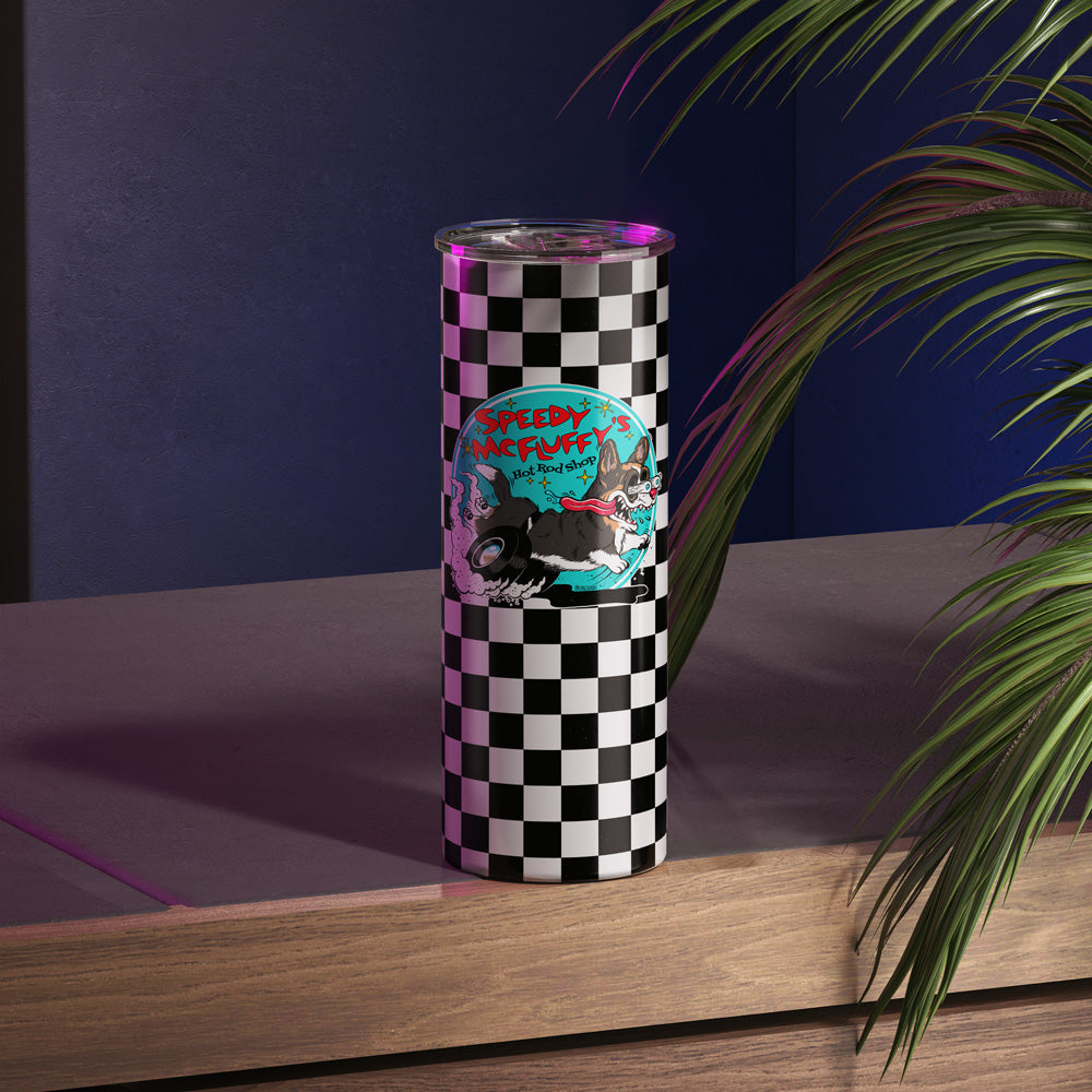 Speedy McFluffy's Hot Rod Shop 20oz Skinny Tumbler (Pembroke/Cardigan - Multiple Coats)