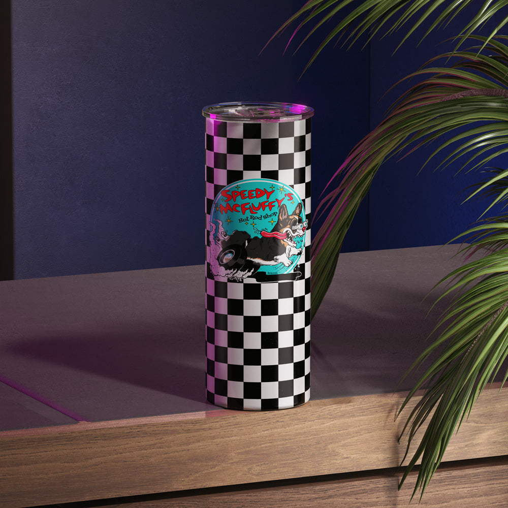 Speedy McFluffy's Hot Rod Shop 20oz Skinny Tumbler (Pembroke/Cardigan - Multiple Coats)