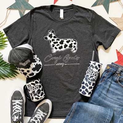 CG Corgi Moo Cow Print Short Sleeve Tee Shirt