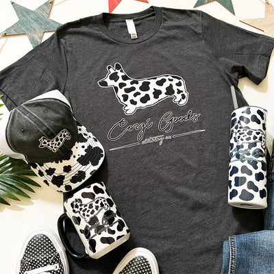 CG Corgi Moo Cow Print Short Sleeve Tee Shirt