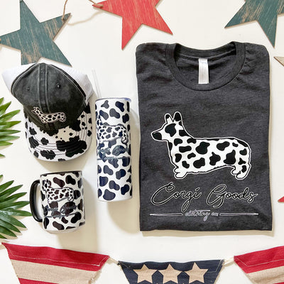 CG Corgi Moo Cow Print Short Sleeve Tee Shirt