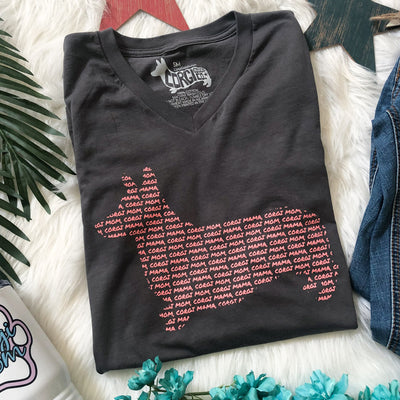 Corgi Mom V-Neck Tee Shirt