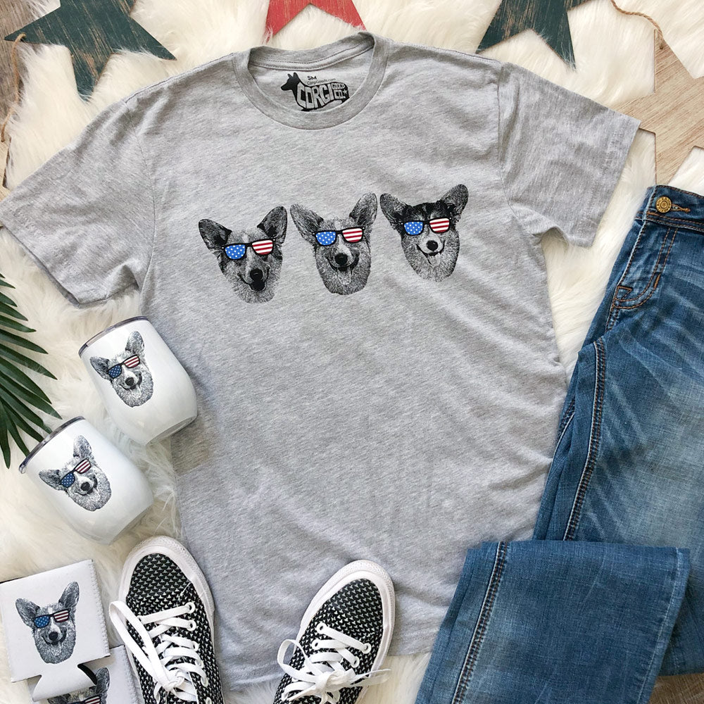 Corgi Party Puppers USA Tee Shirt