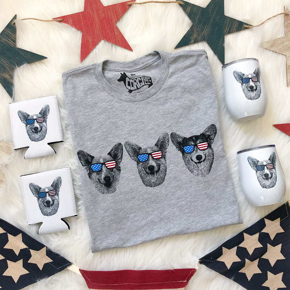 Corgi Party Puppers USA Tee Shirt