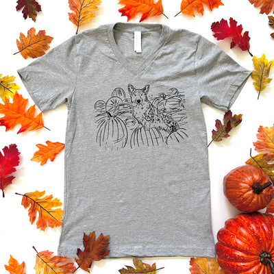 CG Corgi Pumpkin Patch V-Neck Tee Shirt