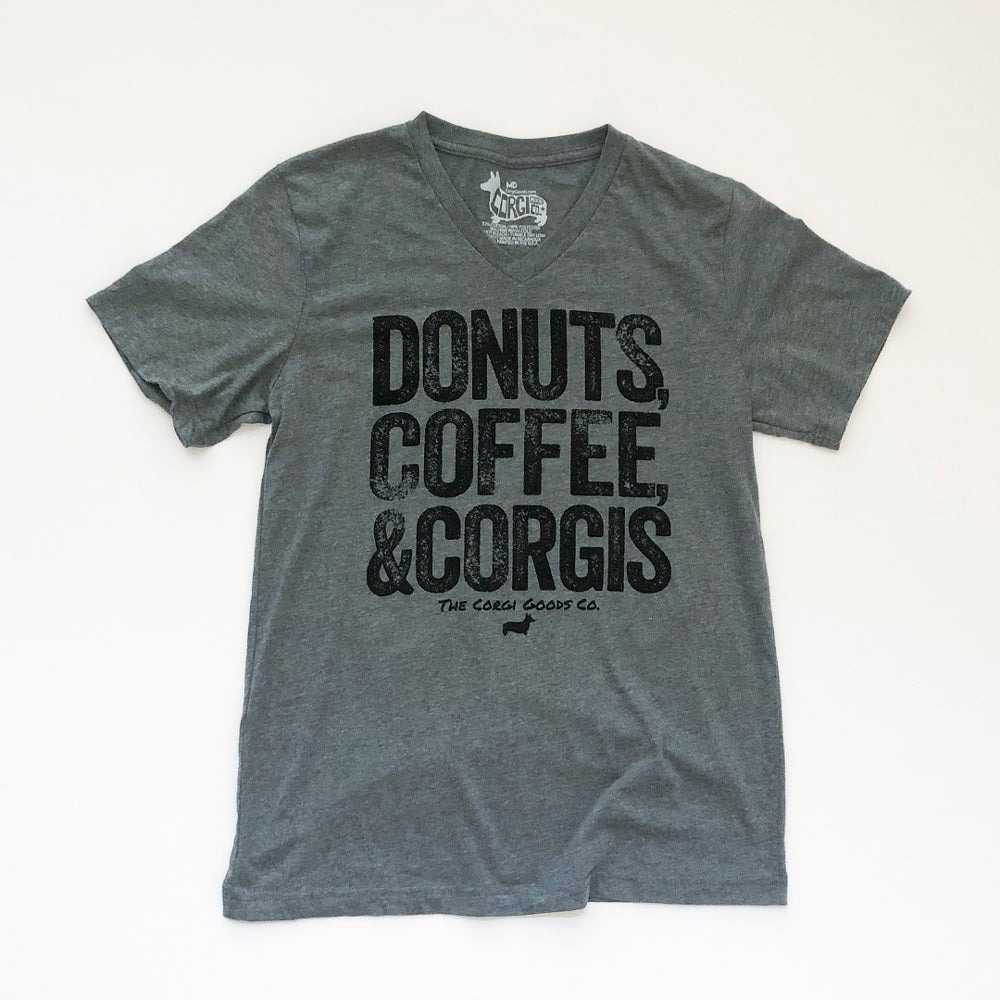 Corgi Morning Essentials V-Neck Short Sleeve Tee Shirt