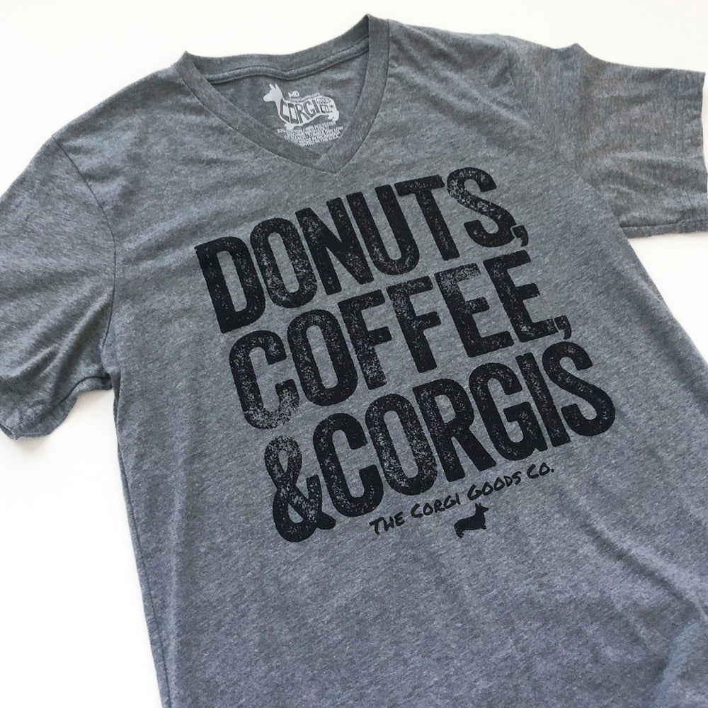 Corgi Morning Essentials V-Neck Short Sleeve Tee Shirt