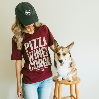 Corgi Friday Plans V-Neck Short Sleeve Tee Shirt