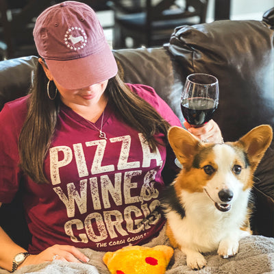 Corgi Friday Plans V-Neck Short Sleeve Tee Shirt