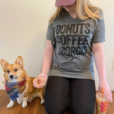 Corgi Morning Essentials V-Neck Short Sleeve Tee Shirt