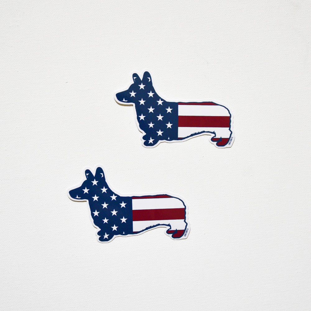 Corgi USA Flag Sticker 2-Pack