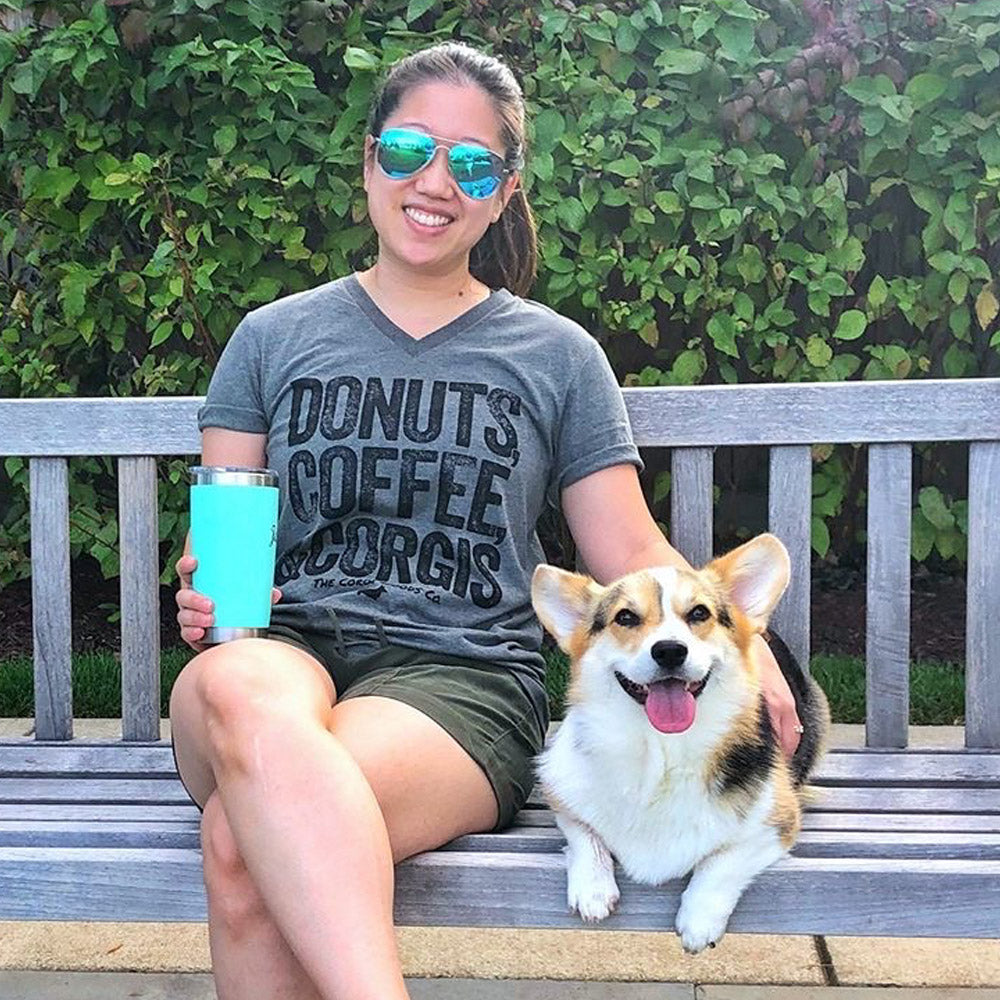 Corgi Morning Essentials V-Neck Short Sleeve Tee Shirt