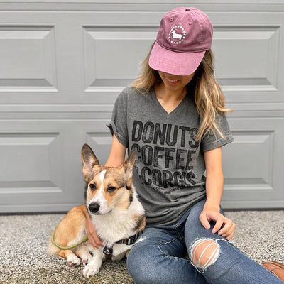 Corgi Morning Essentials V-Neck Short Sleeve Tee Shirt