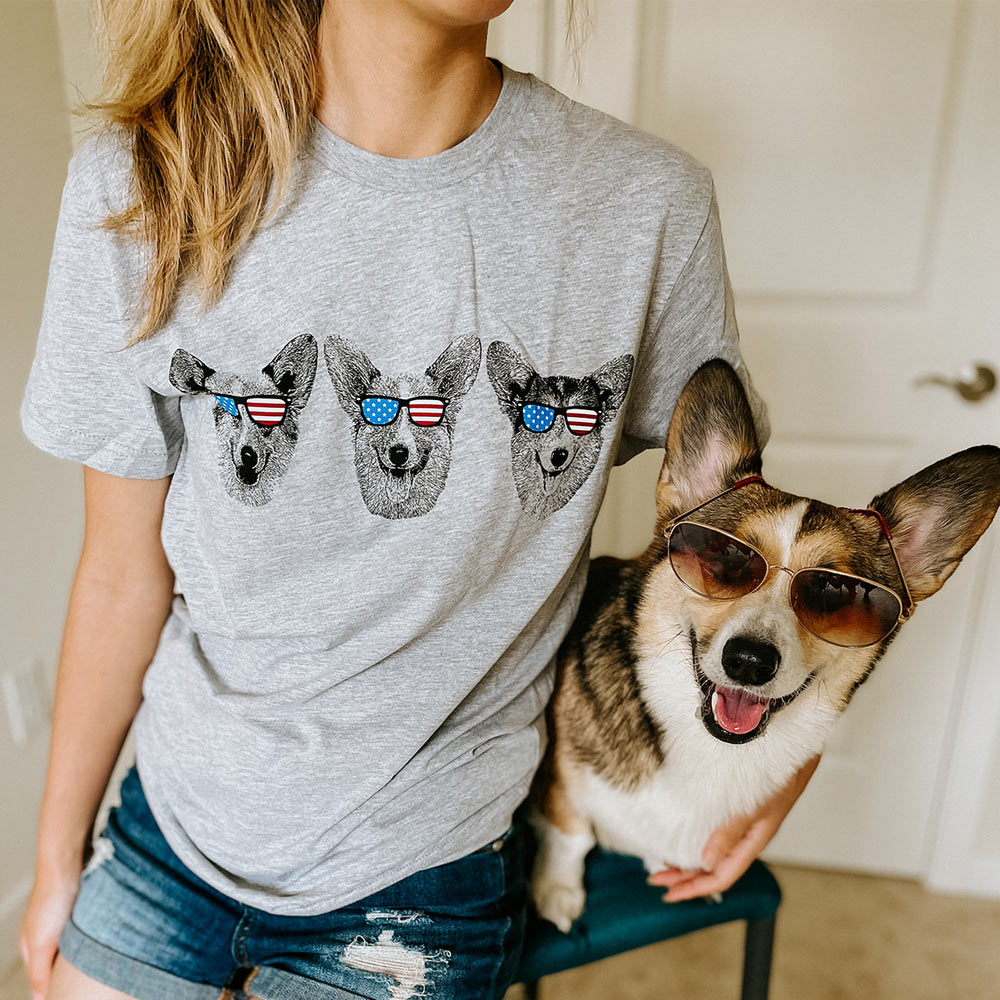 Corgi Party Puppers USA Tee Shirt